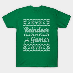 Ugly Christmas Sweater Reindeer Gamer T-Shirt